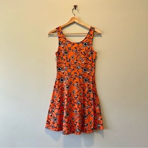 DIVIDED Fit and Flare Skater Dress Orange + Paisley